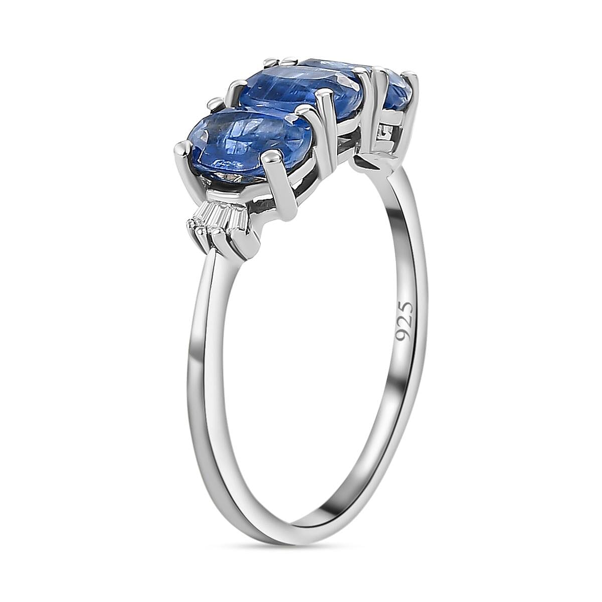 Kyanite and Diamond Ring in Platinum Overlay Sterling Silver 1.80 Ct.