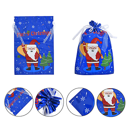 Hallmark Drawstring Christmas Gift Bag Set (2 Fabric Bags with