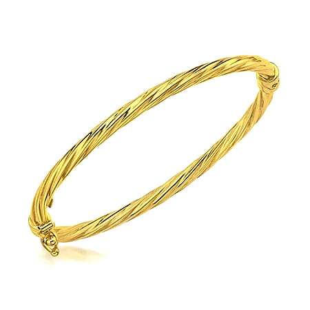 9K Yellow Gold 3mm Twist Oval 44mm x 37mm Baby Bangle