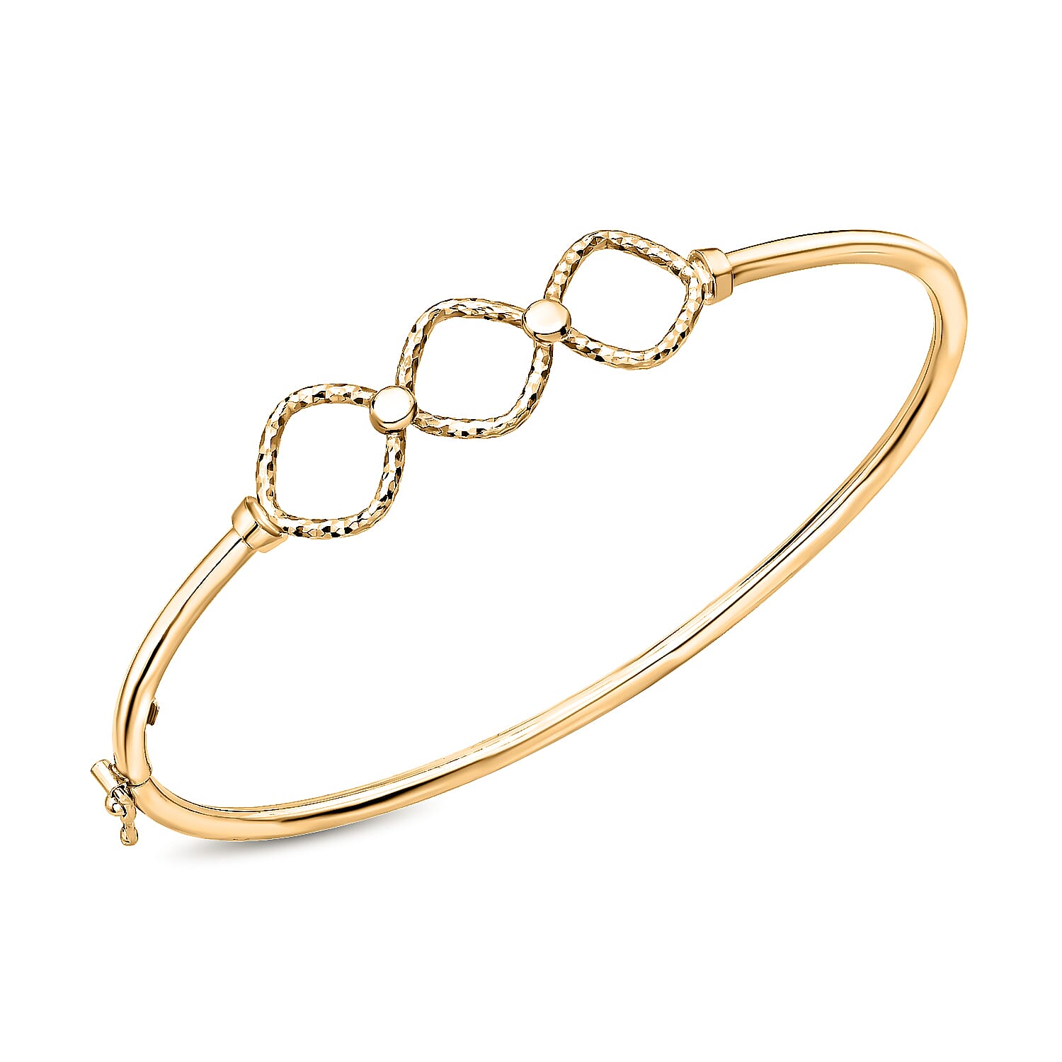 9K Yellow Gold 39mm x 11mm Diamond Cut Triple Square Bangle