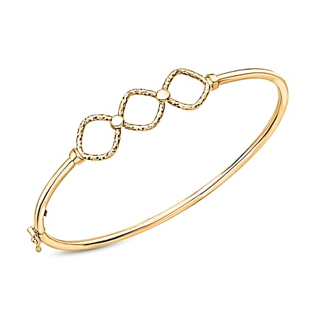 9K Yellow Gold 39mm x 11mm Diamond Cut Triple Square Bangle