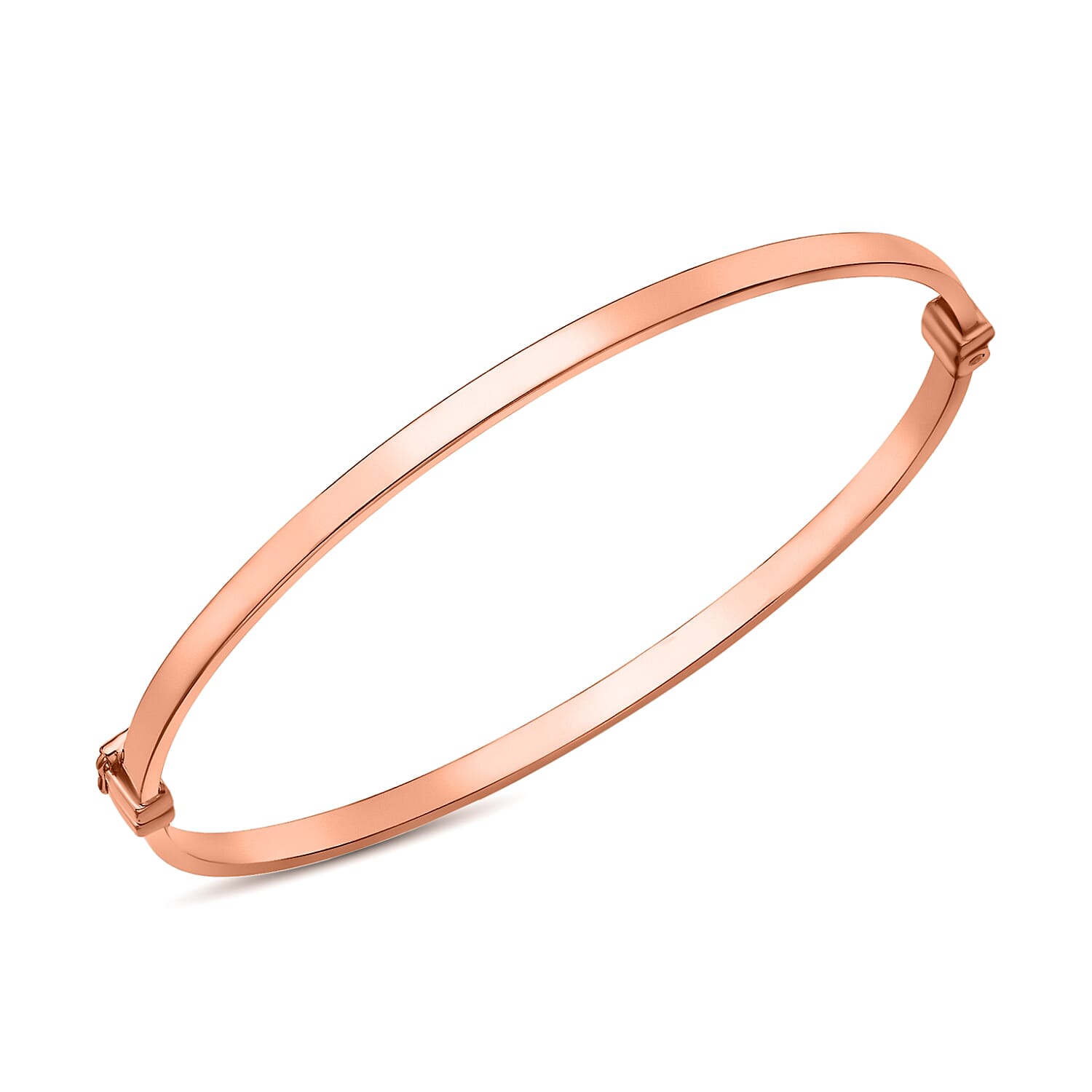 9K Rose Gold 3mm Rectangular Tube Oval Bangle