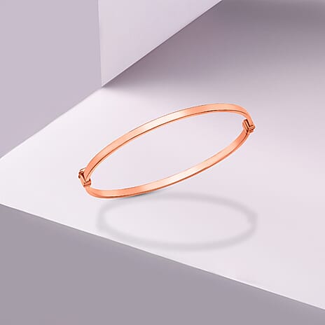 9K Rose Gold 3mm Rectangular Tube Oval Bangle
