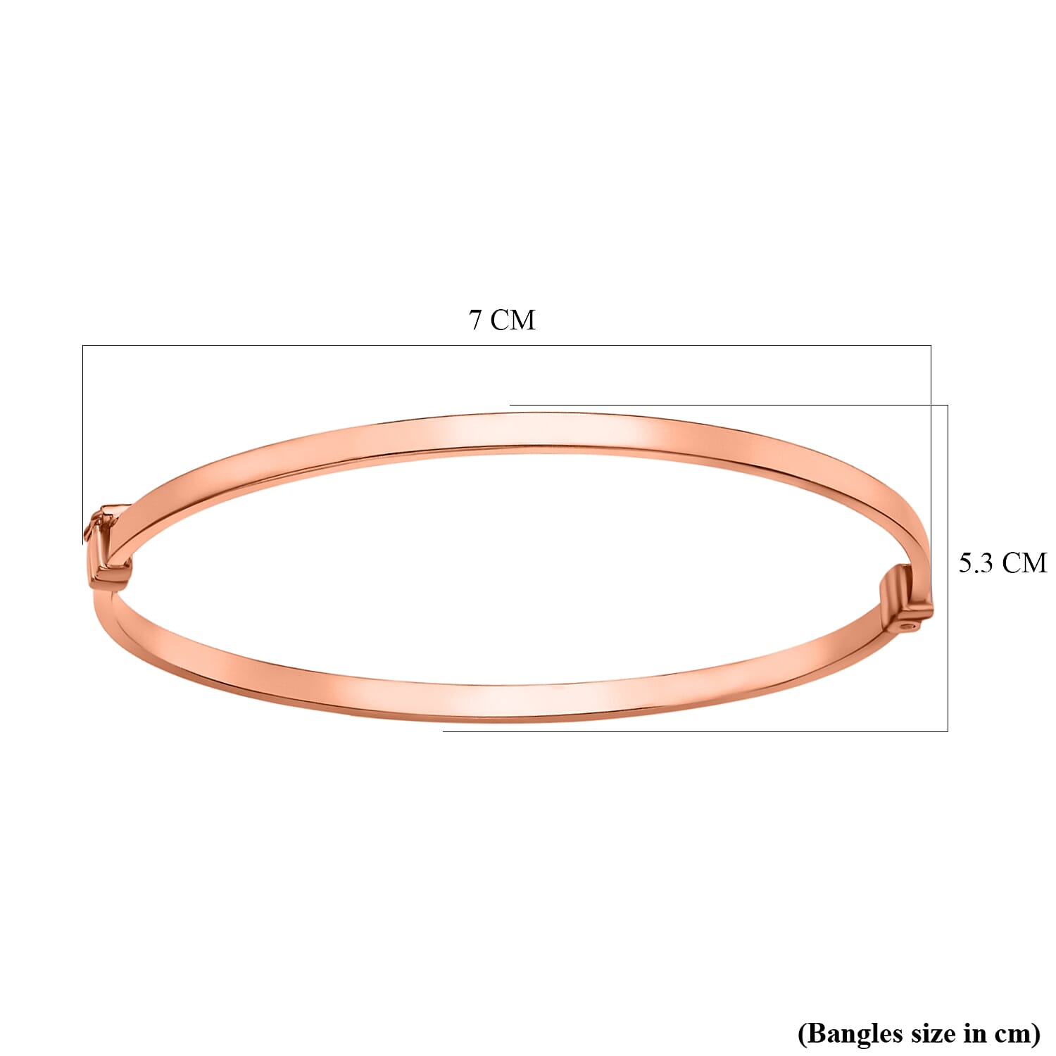 9K Rose Gold 3mm Rectangular Tube Oval Bangle