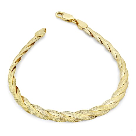 9K Yellow Gold Plait Patterned Herringbone Bracelet 7.5 Inch