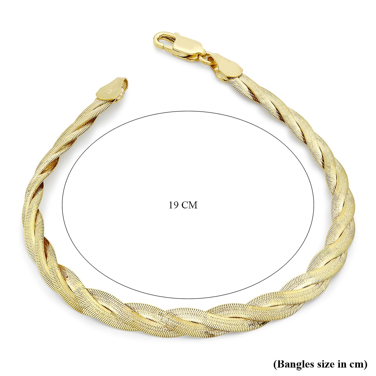 9K Yellow Gold Plait Patterned Herringbone Bracelet 7.5 Inch