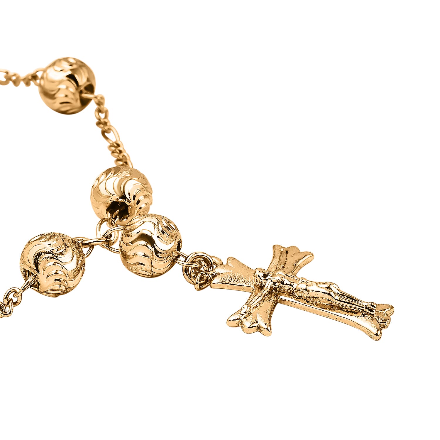 Cross Bracelet (Size - 8) in Yellow Gold Tone