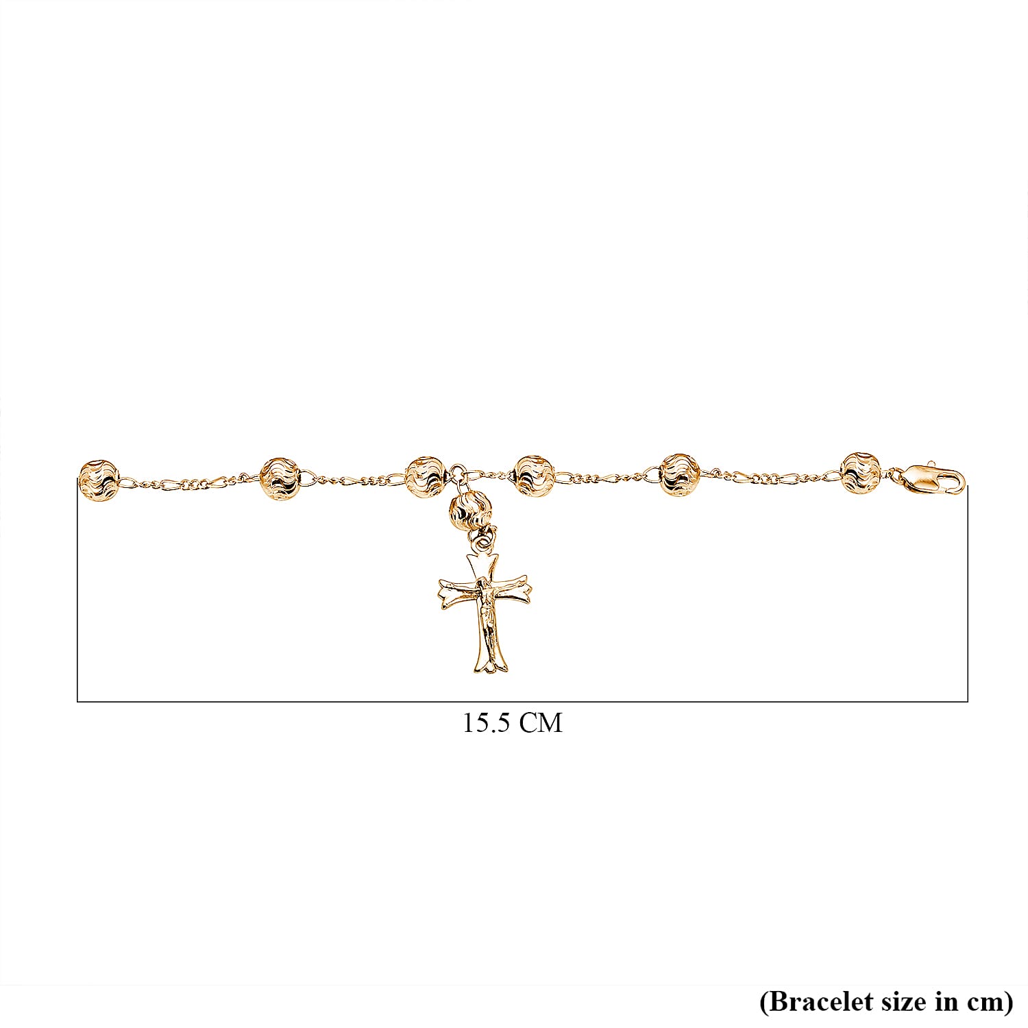 Cross Bracelet (Size - 8) in Yellow Gold Tone