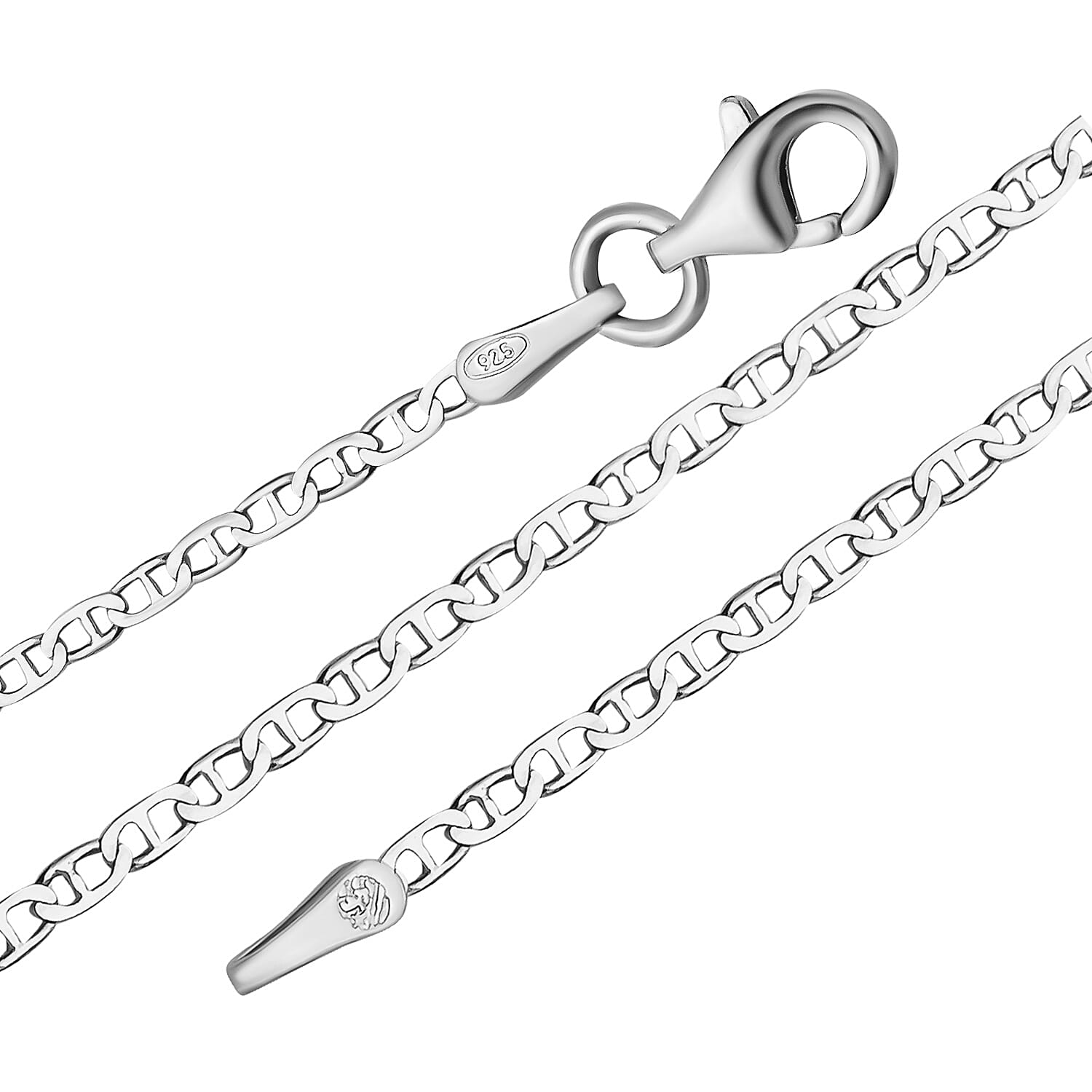 NY Close Out Deal - Sterling Silver Mariner Link Chain (Size - 24) With Lobster Clasp