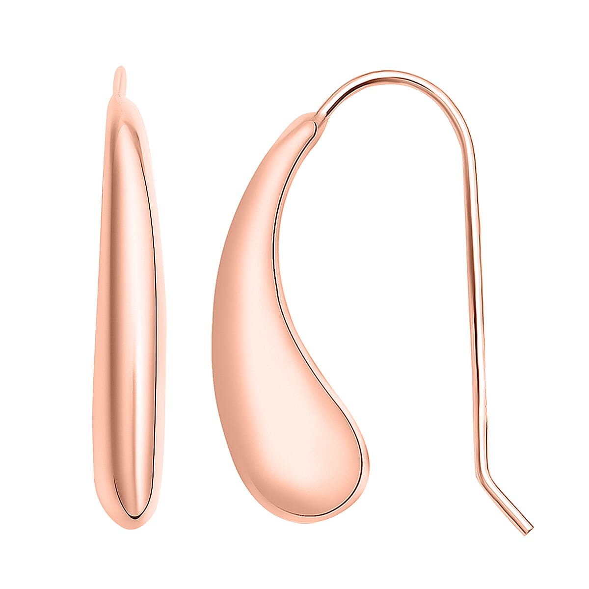 Italian Made - Rose Gold Overlay Sterling Silver Earrings (With Hook)