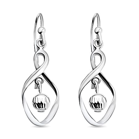 White Gold Plated Sterling Silver Dangling Earrings (With Hook)