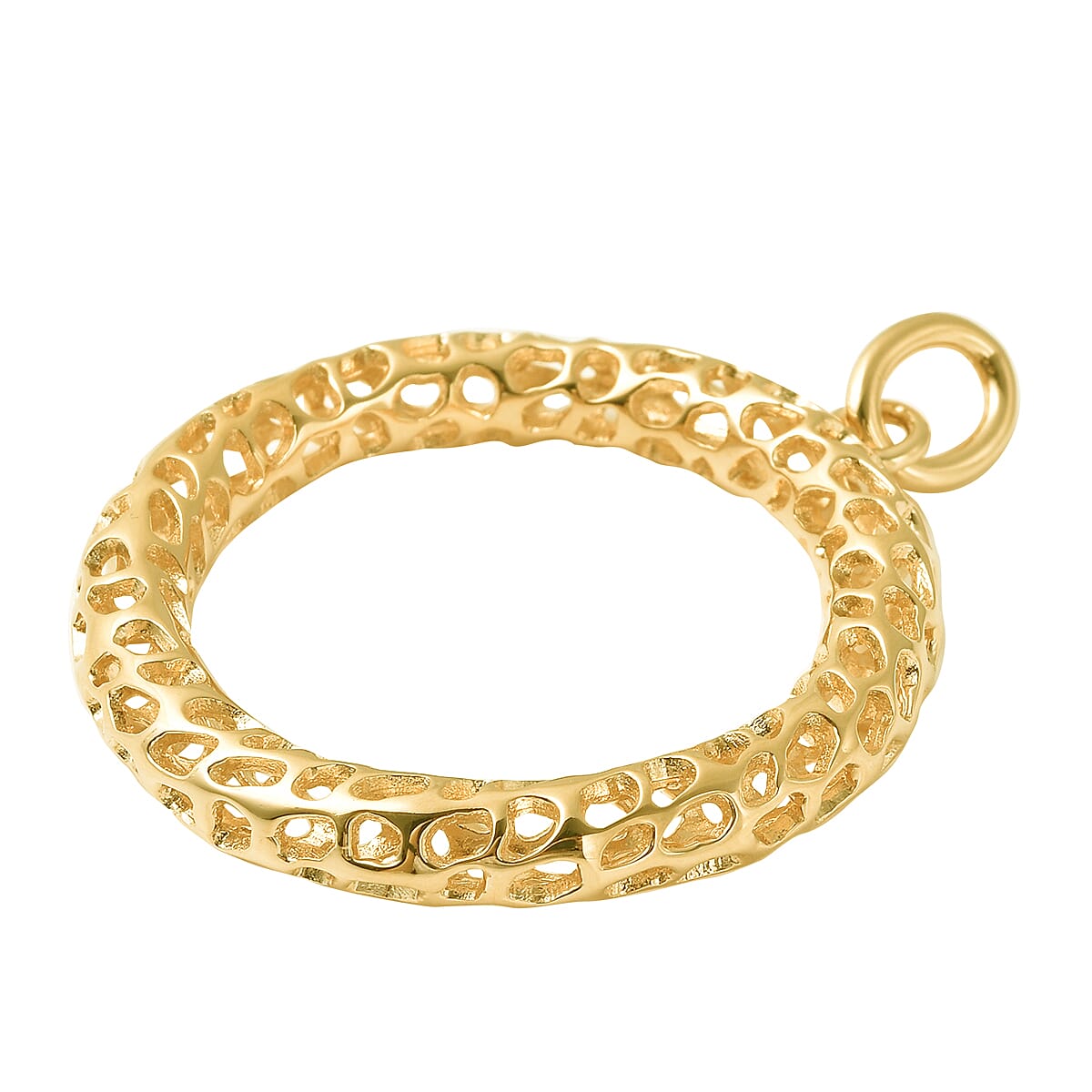 RACHEL GALLEY - 18K Vermeil Yellow Gold Overlay Sterling Silver Lattice Circle Of Life Pendant, Silver Wt. 5.40 Gms