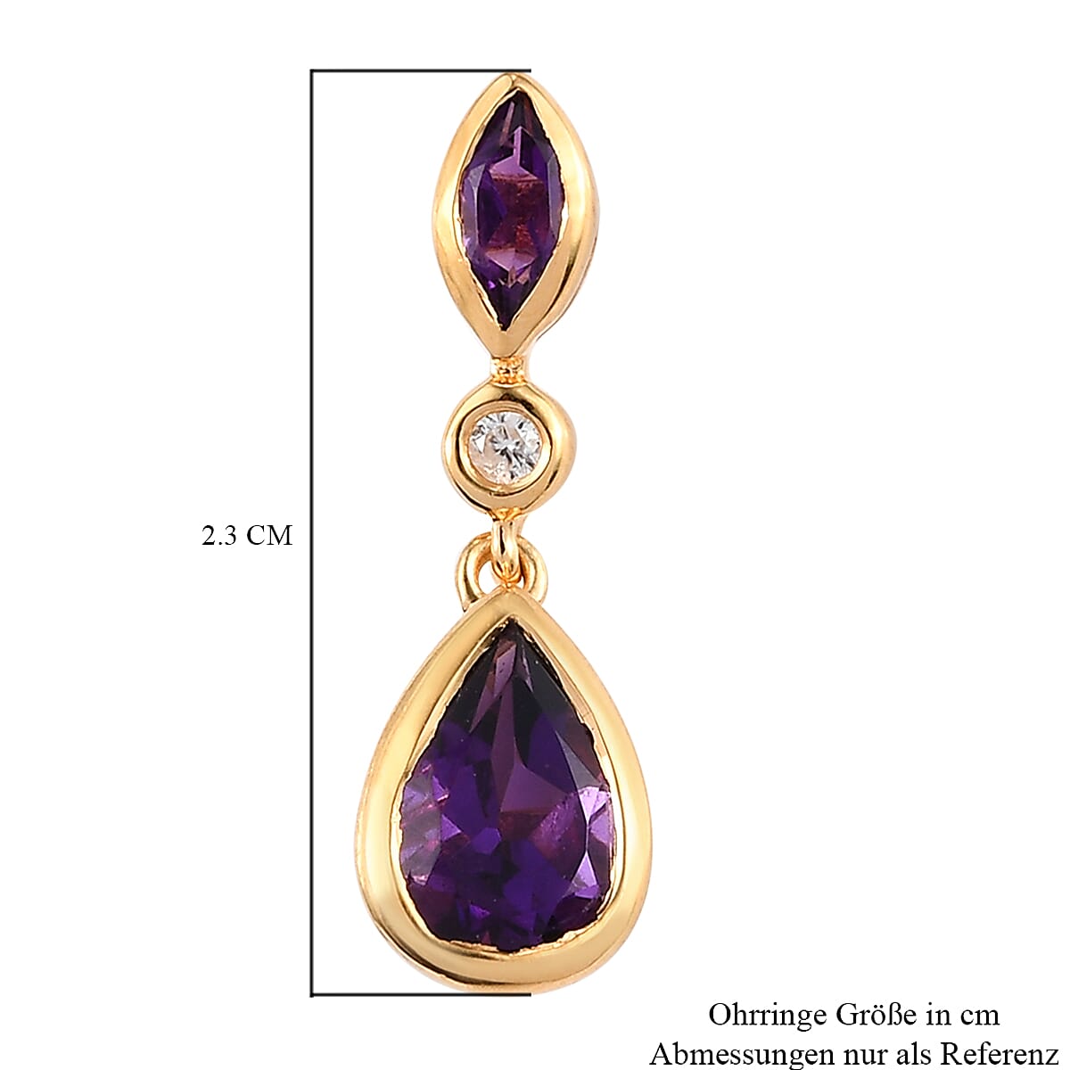 Lusaka Amethyst and Natural Zircon Dangle Earrings in 14K Gold Overlay Sterling Silver 2.88 Ct