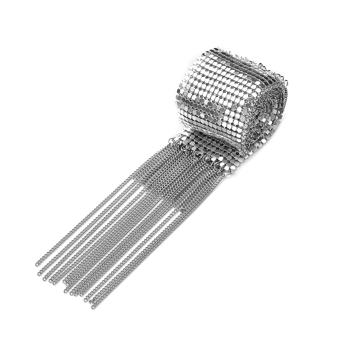 Scarf Style Necklace or Belt (Size - 59) in Silver Tone