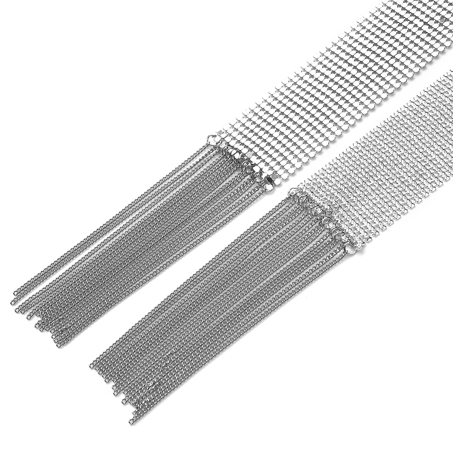 Scarf Style Necklace or Belt (Size - 59) in Silver Tone