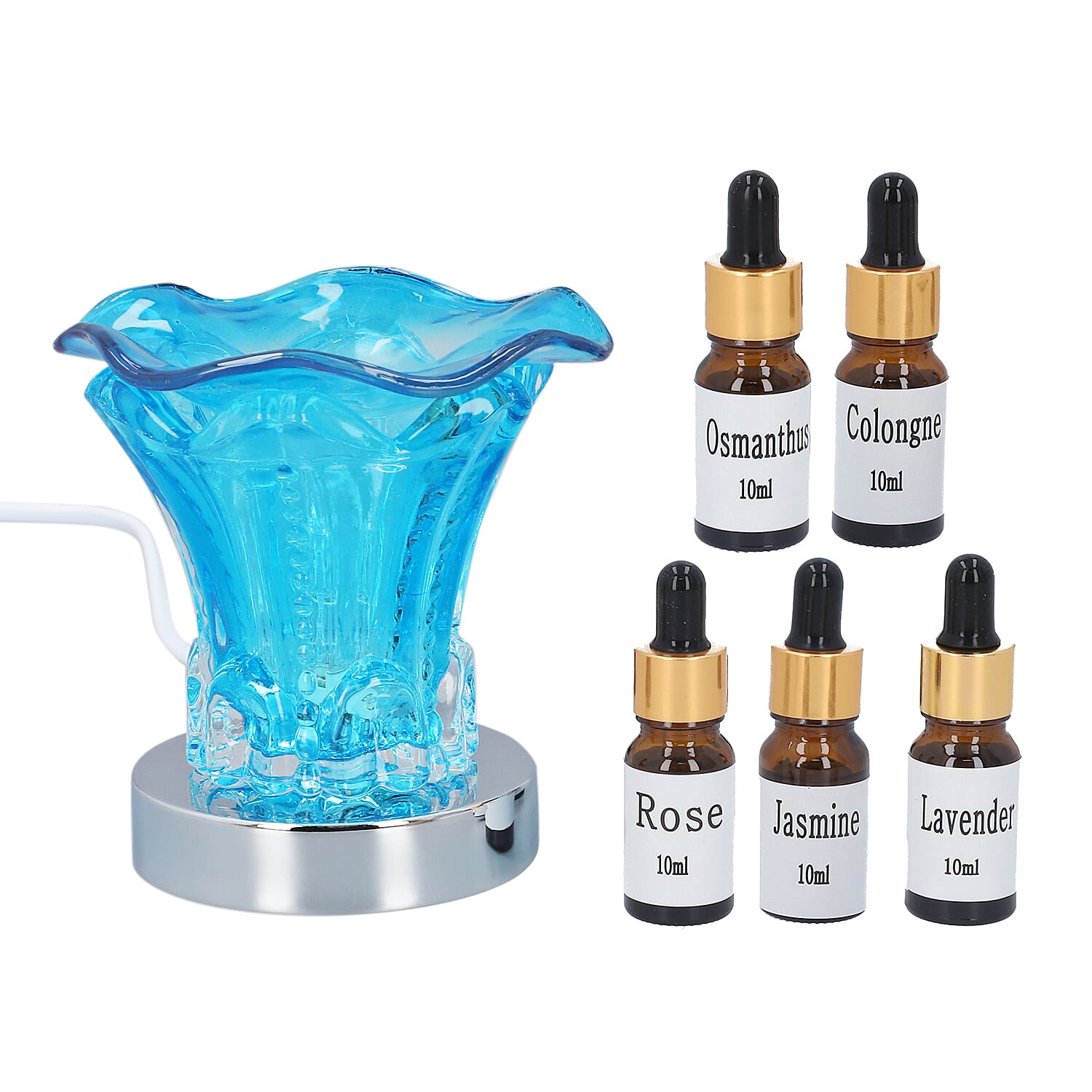Fragrance Touch Lamp with 5 Essential Oil (5x10 ML) - Blue