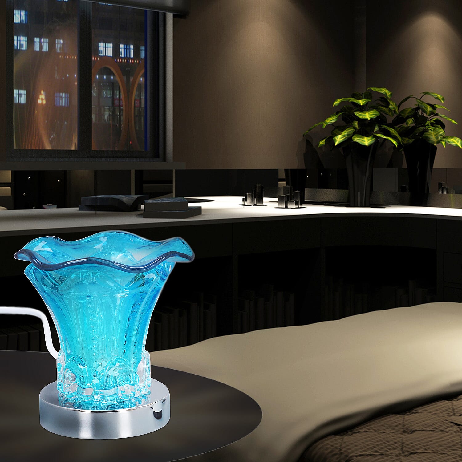 Fragrance Touch Lamp with 5 Essential Oil (5x10 ML) - Blue