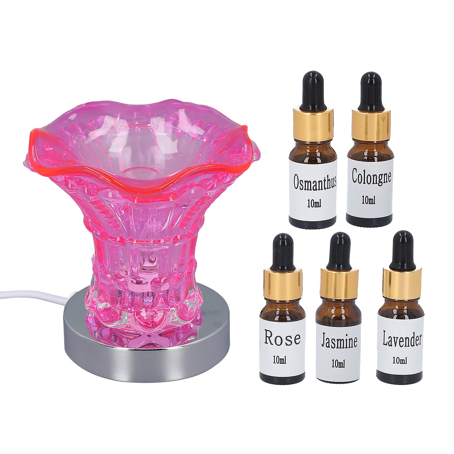 Fragrance Touch Lamp with 5 Fragrance Oil (5x10 ML) - Pink