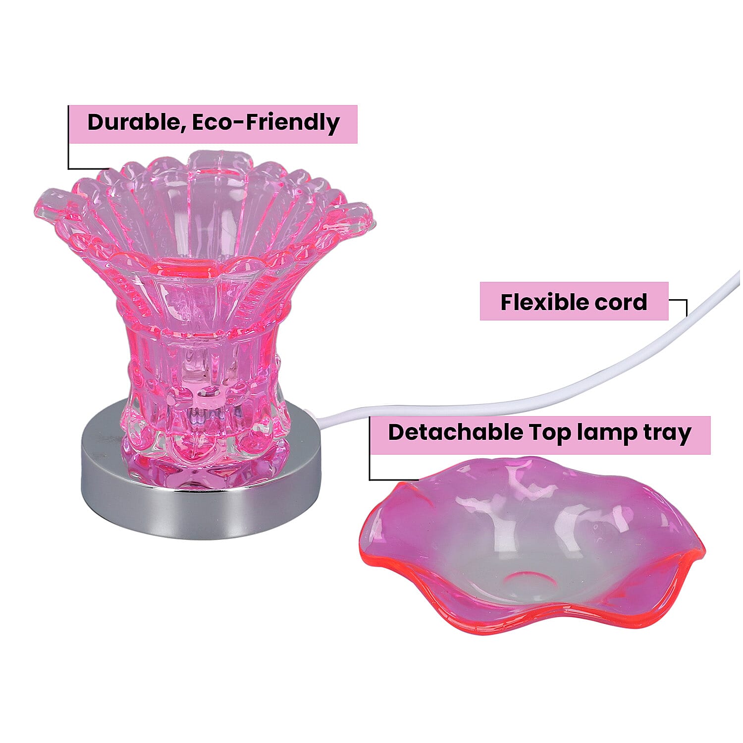 Fragrance Touch Lamp with 5 Fragrance Oil (5x10 ML) - Pink