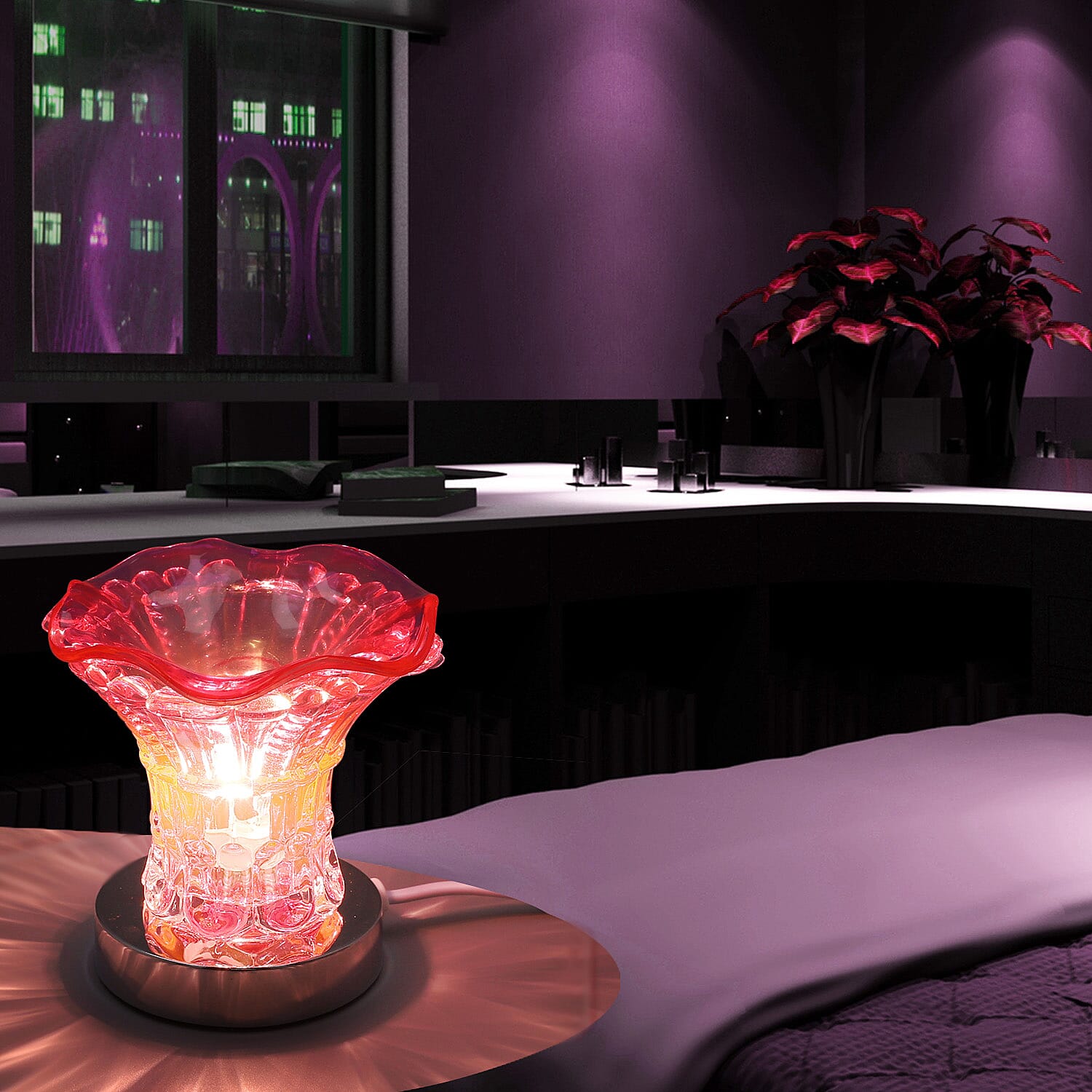 Fragrance Touch Lamp with 5 Fragrance Oil (5x10 ML) - Pink