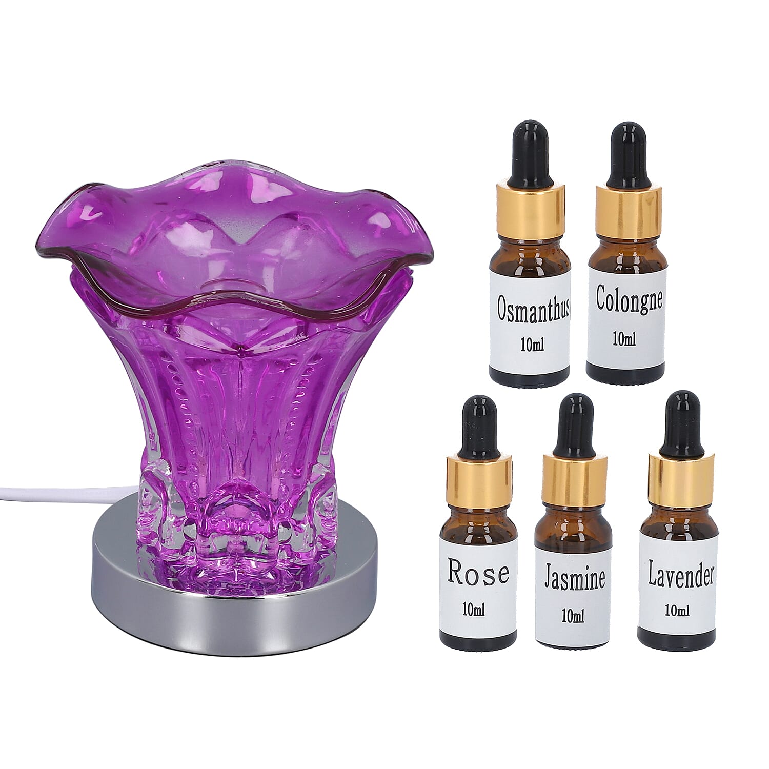 Fragrance Touch Lamp with 5 Fragrance Oil (5x10 ML) - Purple