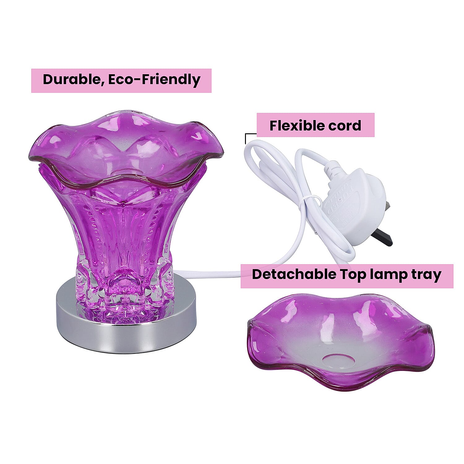 Fragrance Touch Lamp with 5 Fragrance Oil (5x10 ML) - Purple