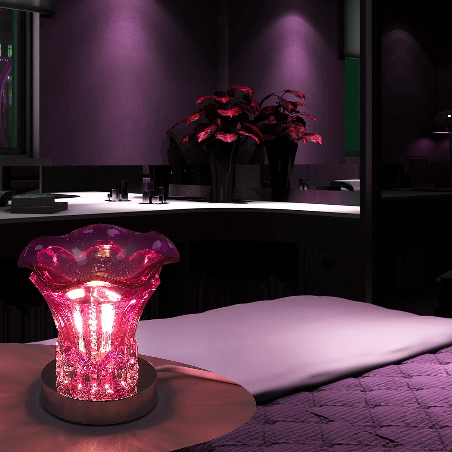 Fragrance Touch Lamp with 5 Fragrance Oil (5x10 ML) - Purple