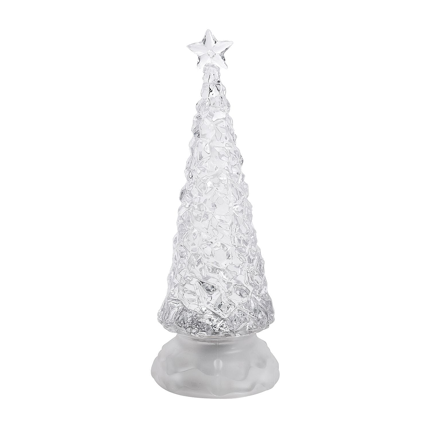 LED Acrylic Christmas Tree with Warm Light (Size 25x9x9 cm) - White (Batteries Not Incl.)