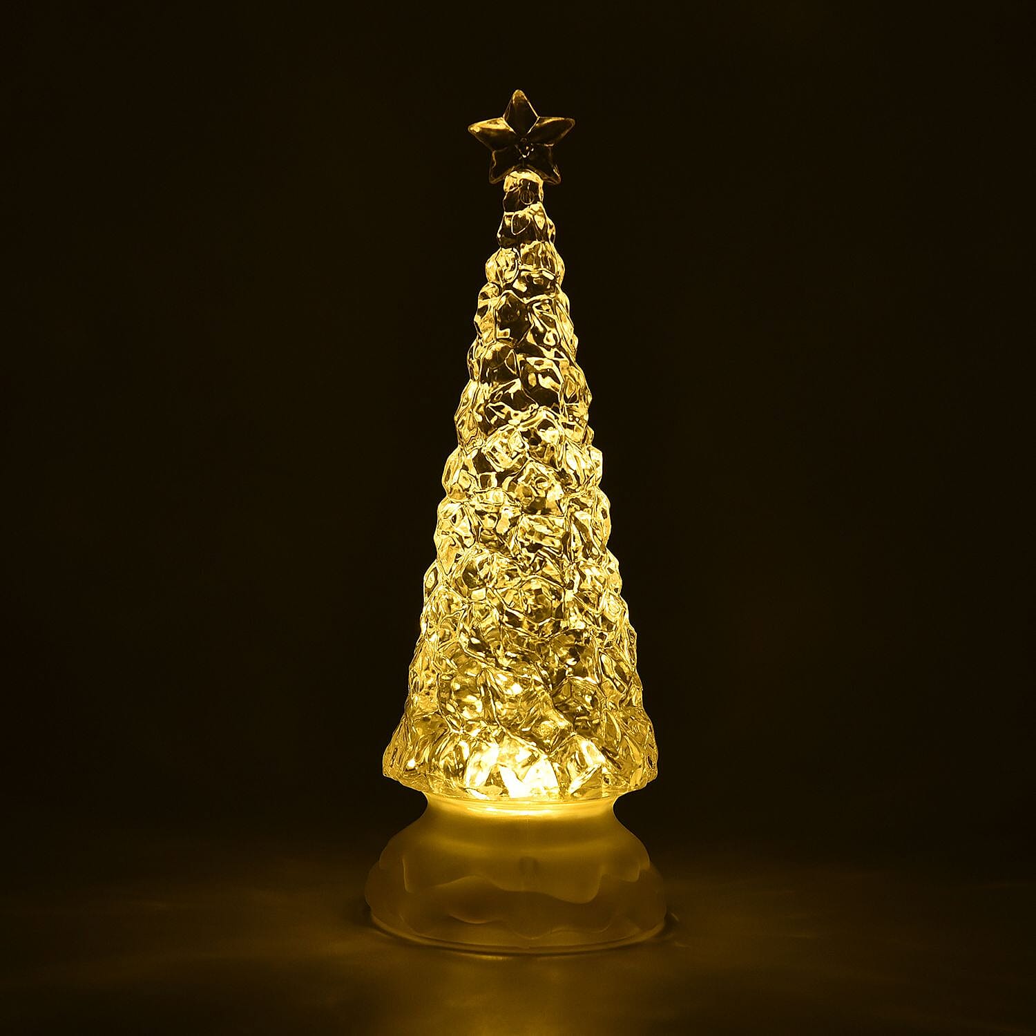 LED Acrylic Christmas Tree with Warm Light (Size 25x9x9 cm) - White (Batteries Not Incl.)