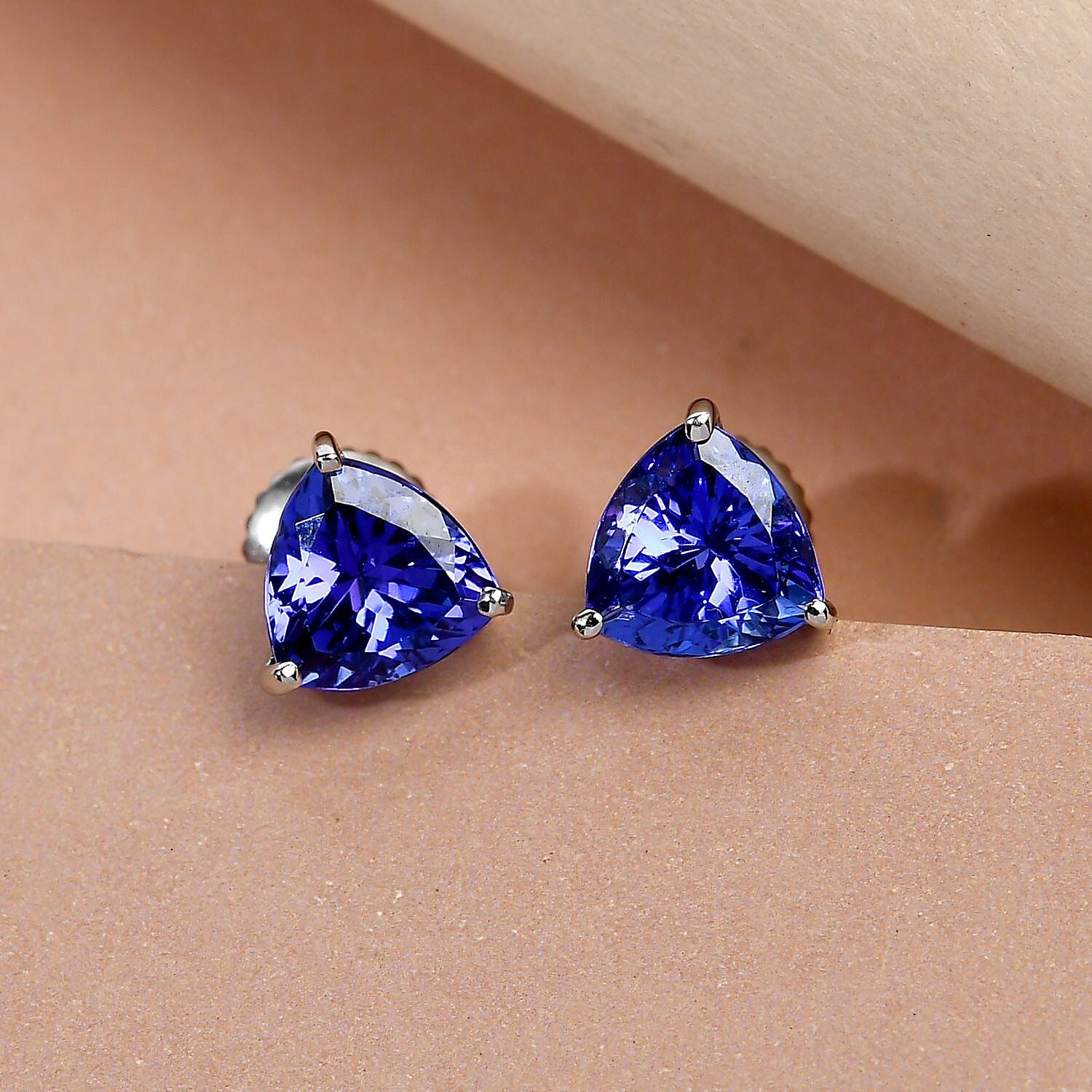 RHAPSODY 950 Platinum AAAA Tanzanite Stud Earrings (with Screw Back) 2.18 Ct