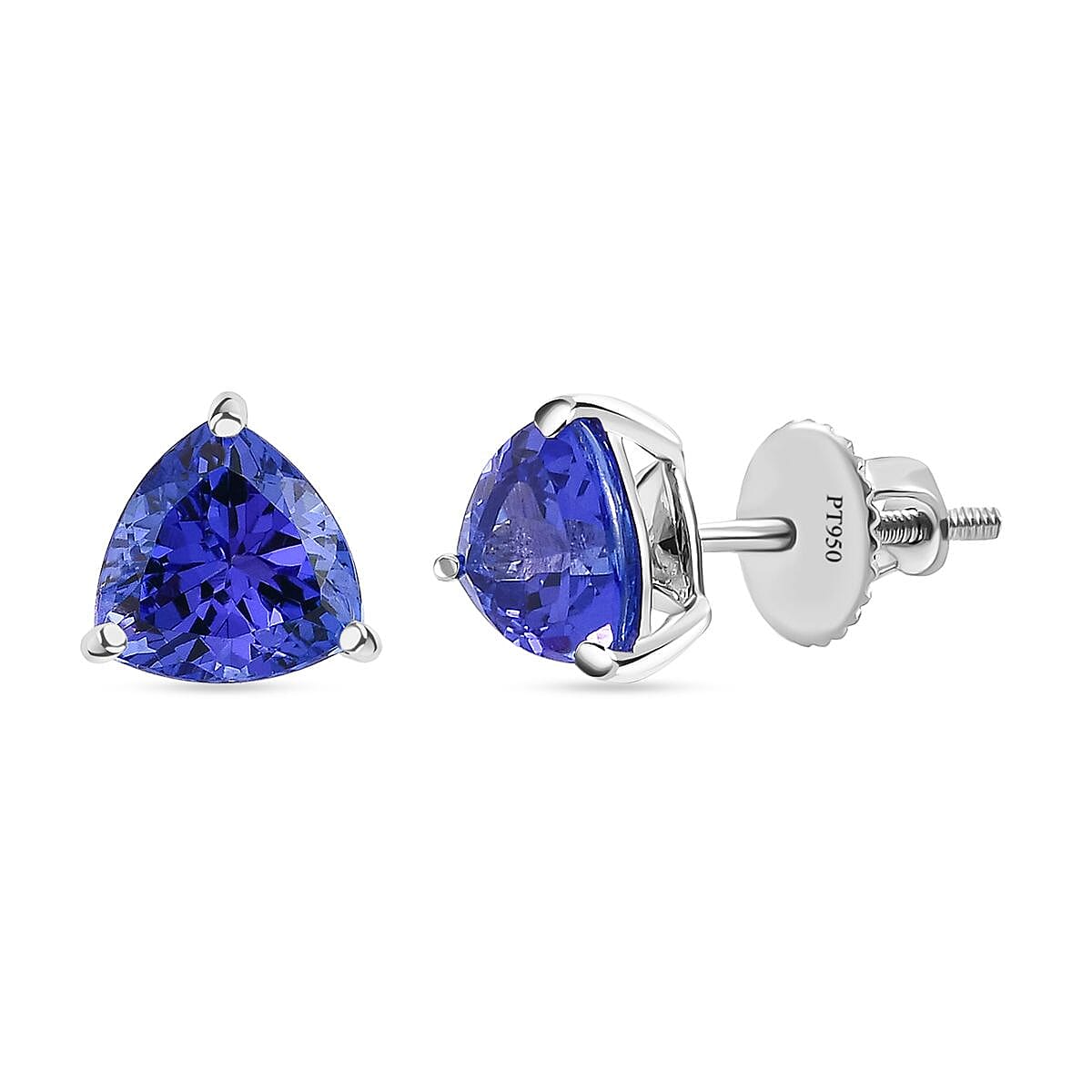 RHAPSODY 950 Platinum AAAA Tanzanite Stud Earrings (with Screw Back) 2.18 Ct