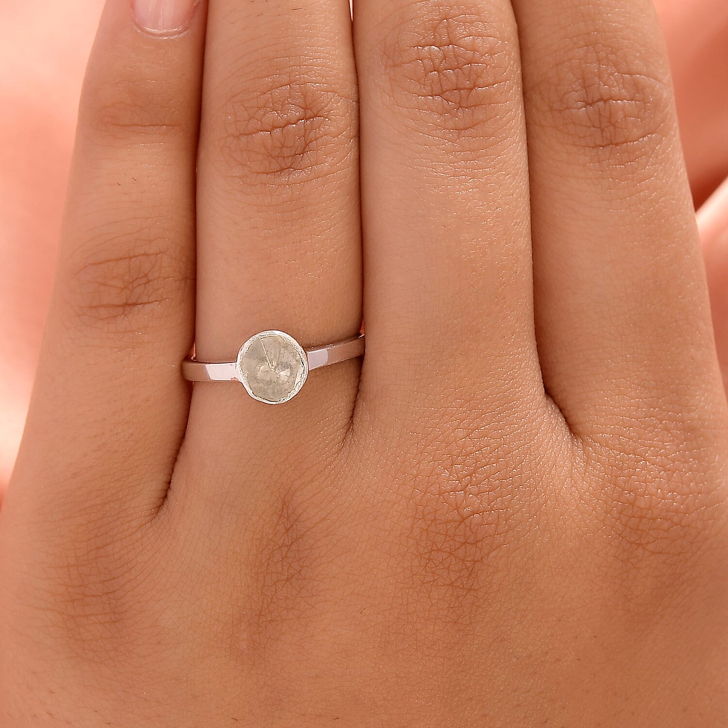 Artisan Crafted Polki Diamond Ring in Platinum Overlay Sterling Silver 0.25 Ct.