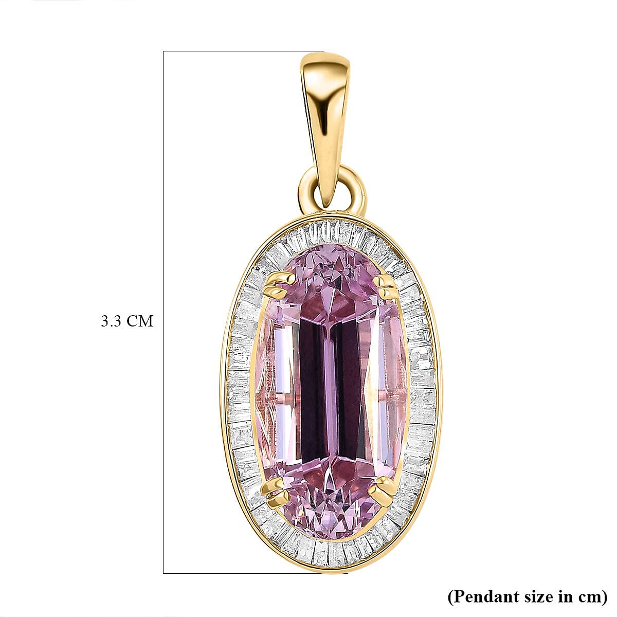 9K Rose Gold AAA Kunzite and Diamond Pendant 10.83 Ct.