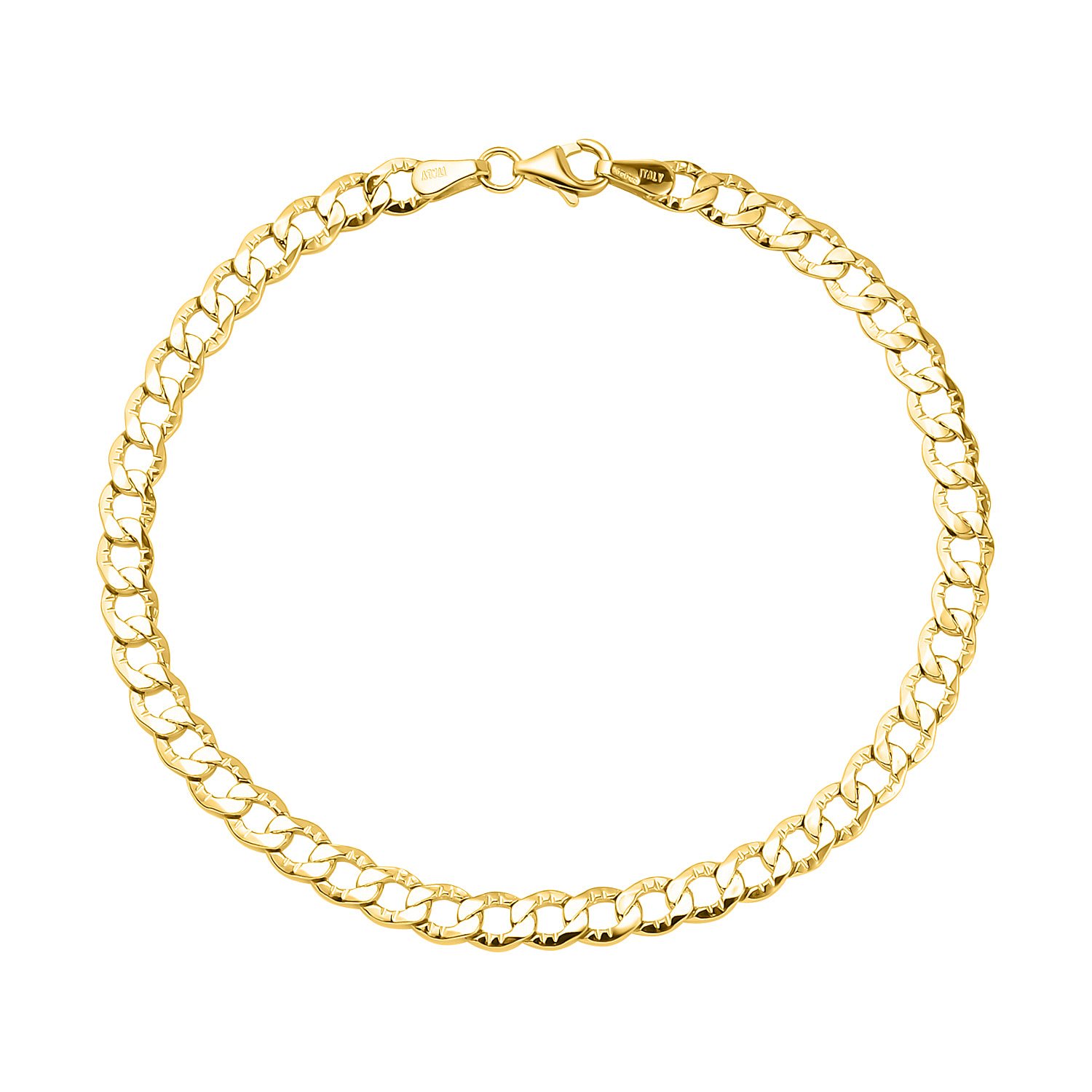 9K Yellow Gold Hollow Curb Bracelet Size - 7.5 inches
