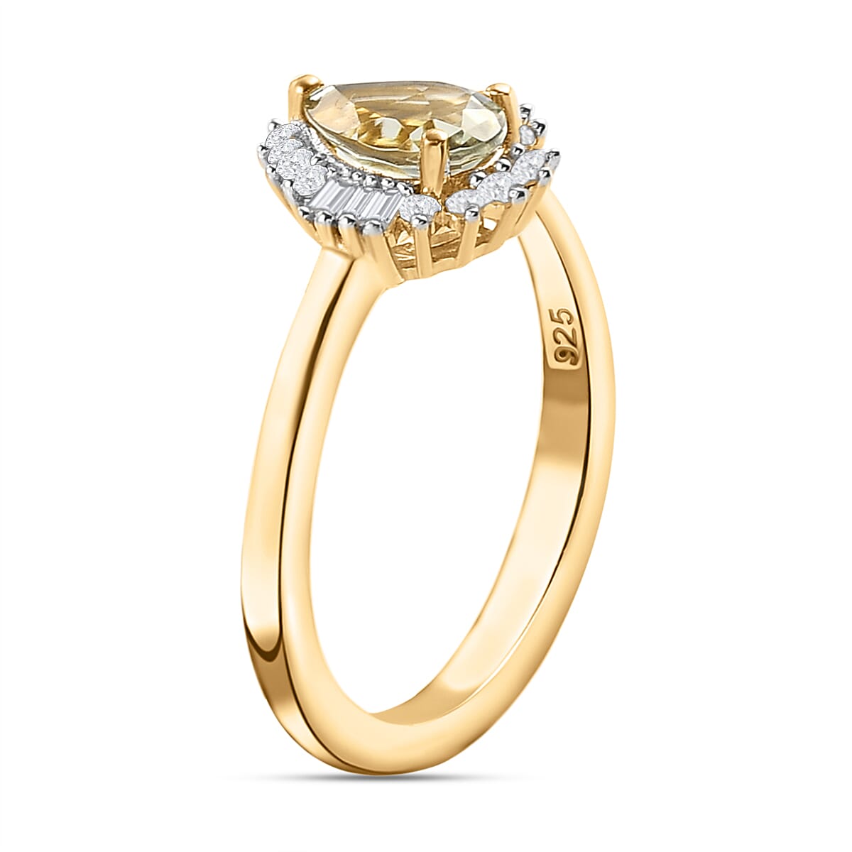 Turkizite and Diamond Ring in Vermeil Yellow Gold Plated Sterling Silver 1.00 Ct.