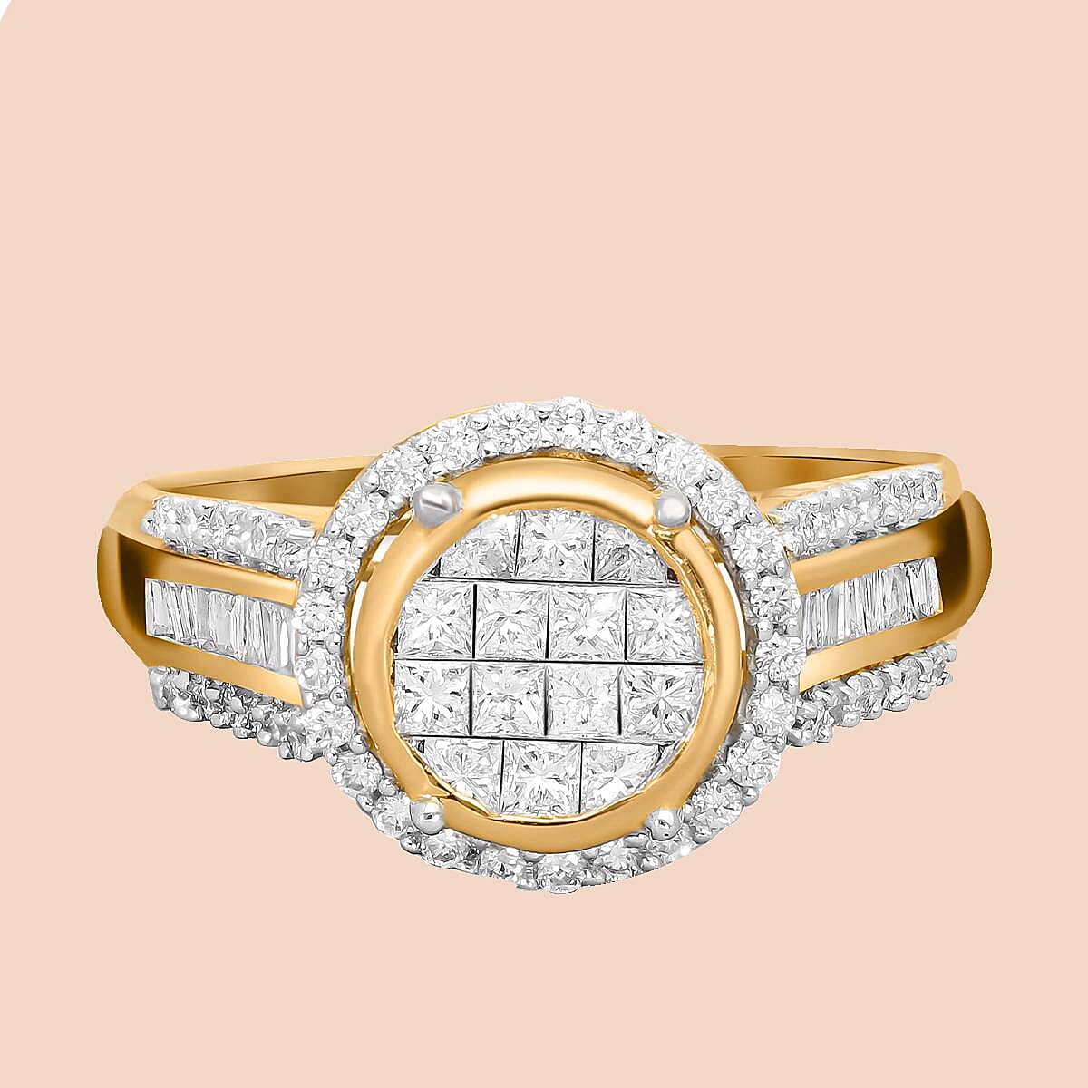 ILIANA 18K Yellow Gold IGI Certified Diamond (SI-G-H) Ring 1.00 Ct.(Non Resizable).