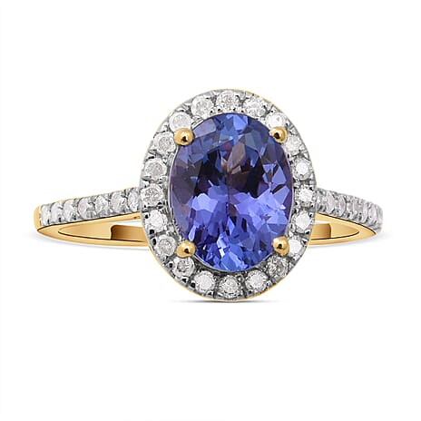 9K Yellow Gold Tanzanite and Diamond Ring 2.26 Ct.
