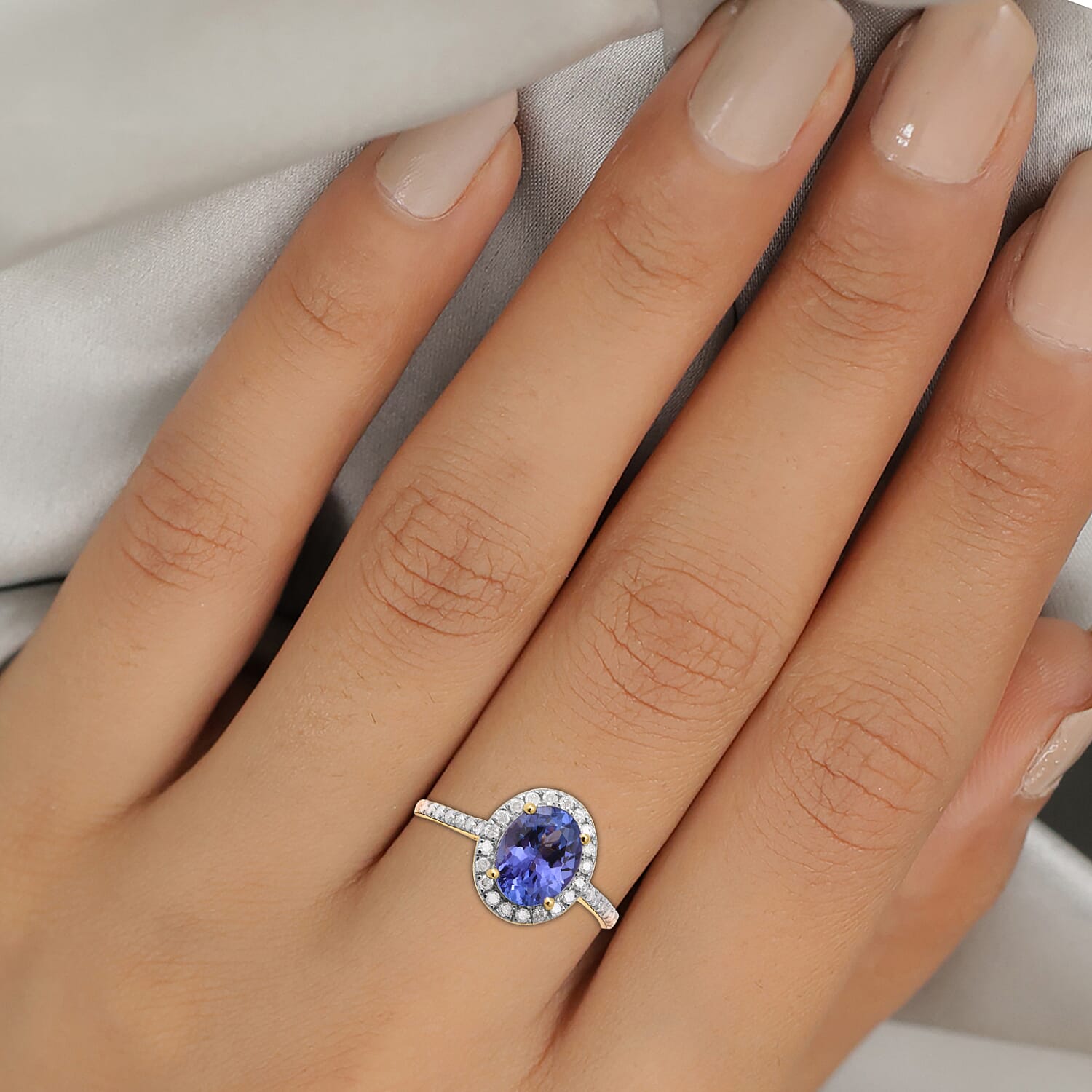 9K Yellow Gold Tanzanite and Diamond Ring 2.26 Ct.