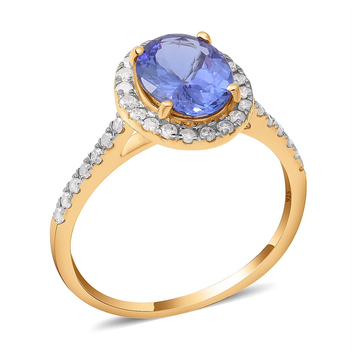 9K Yellow Gold Tanzanite and Diamond Ring 2.26 Ct.