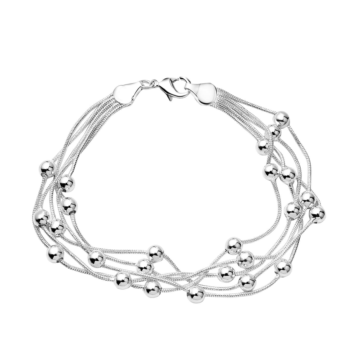 Multi Layered Bracelet (Size - 8) in Silver Tone