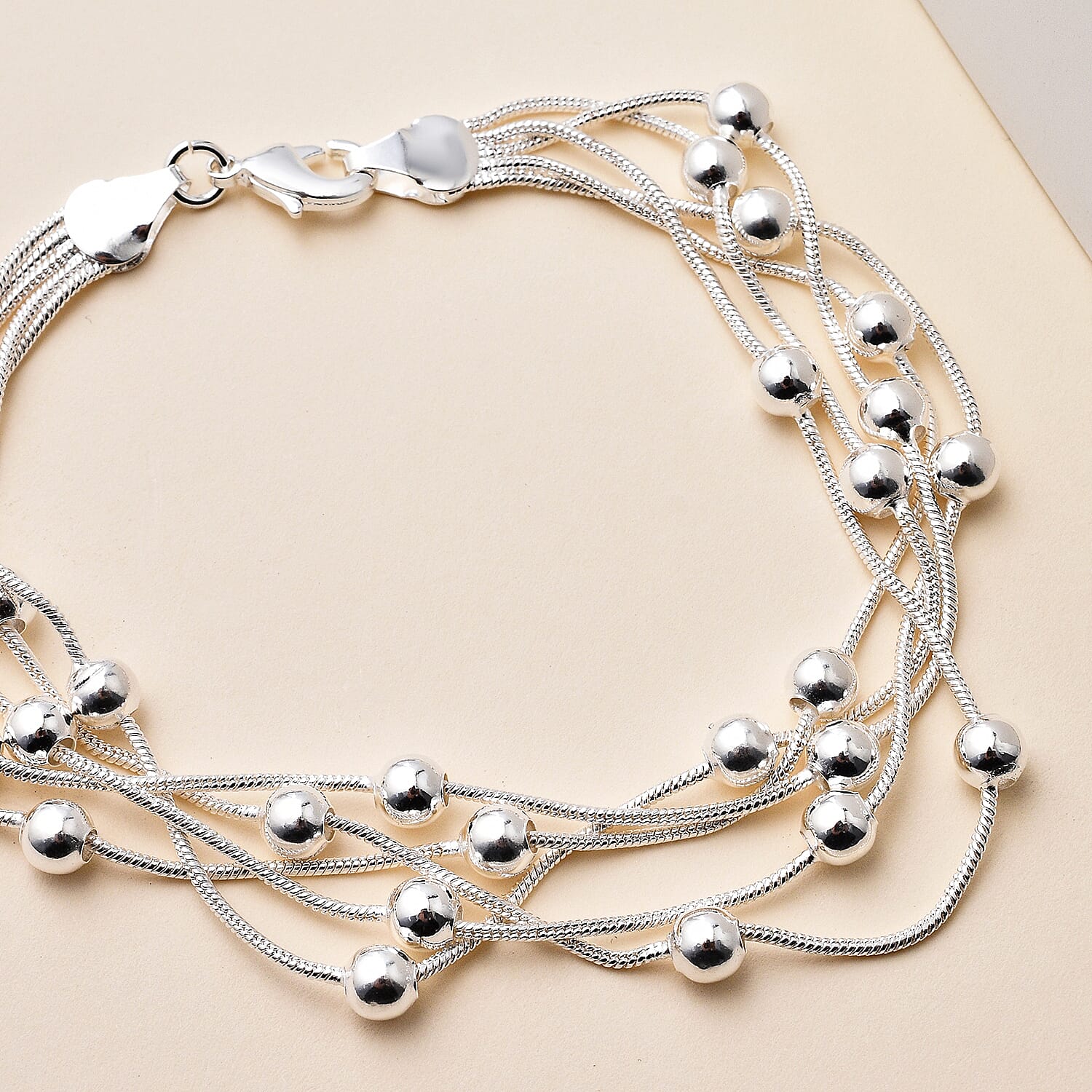 Multi Layered Bracelet (Size - 8) in Silver Tone