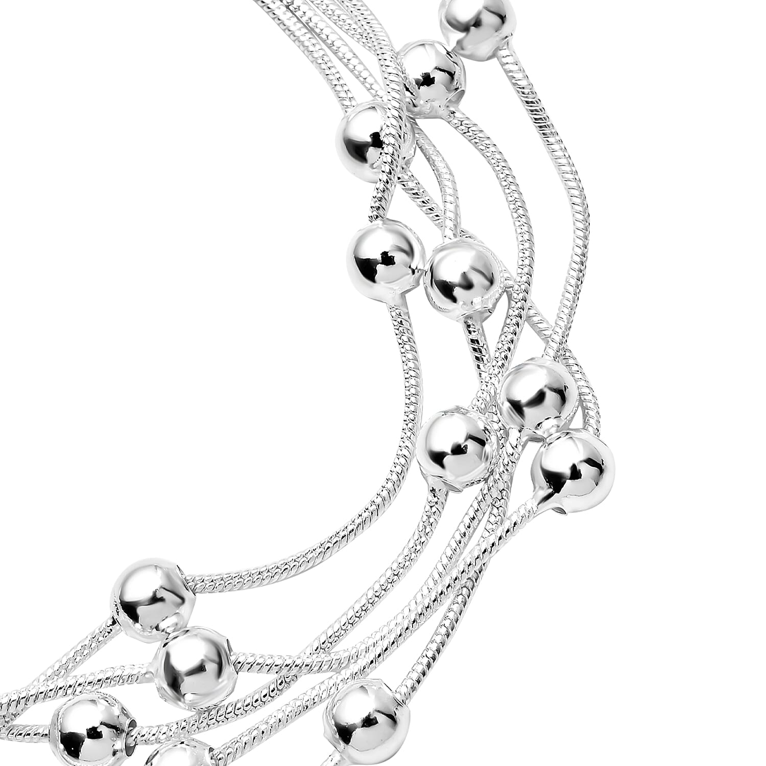 Multi Layered Bracelet (Size - 8) in Silver Tone