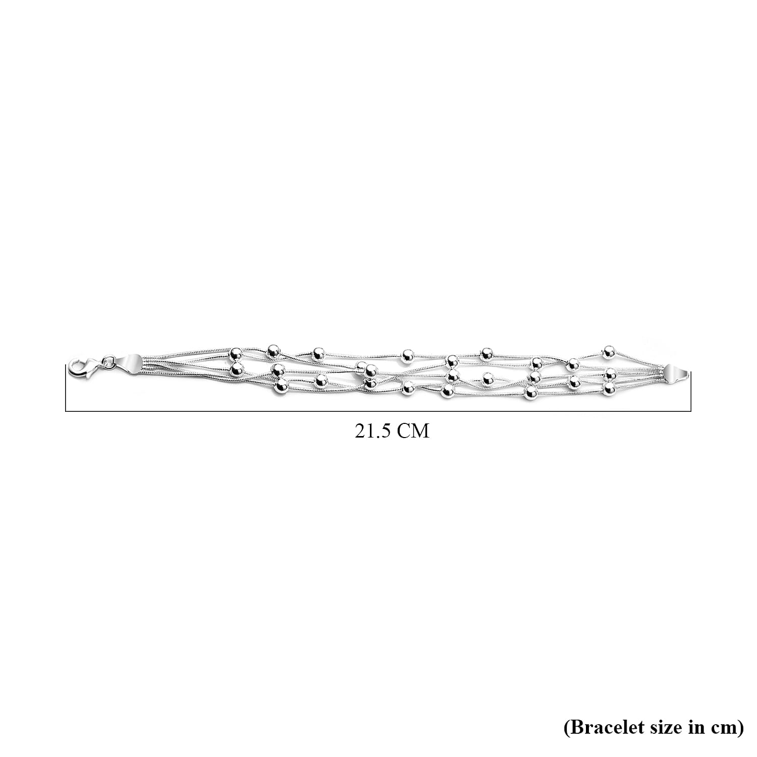 Multi Layered Bracelet (Size - 8) in Silver Tone