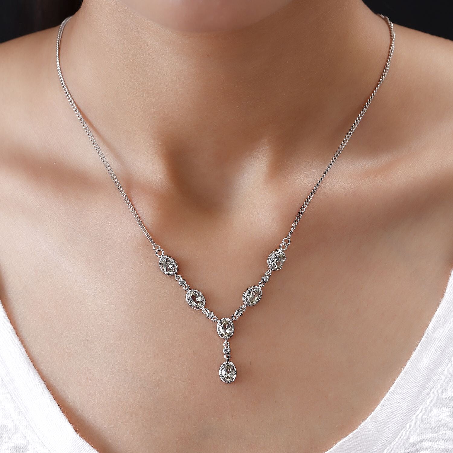 Turkizite & Diamond Necklace (Size 18-2 Inch Ext.) in Platinum Overlay Sterling Silver 2.86 Ct, Silver Wt. 6.19 Gms