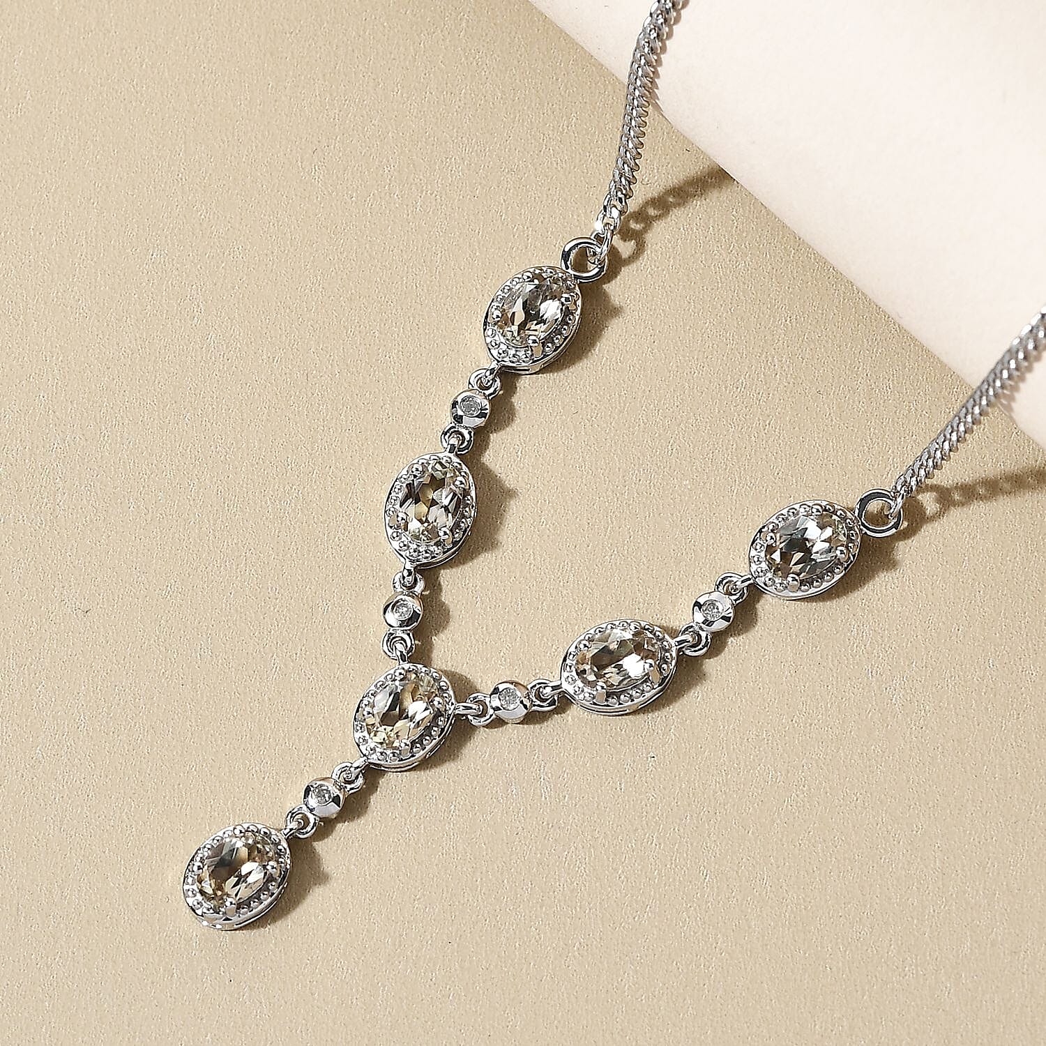 Turkizite & Diamond Necklace (Size 18-2 Inch Ext.) in Platinum Overlay Sterling Silver 2.86 Ct, Silver Wt. 6.19 Gms