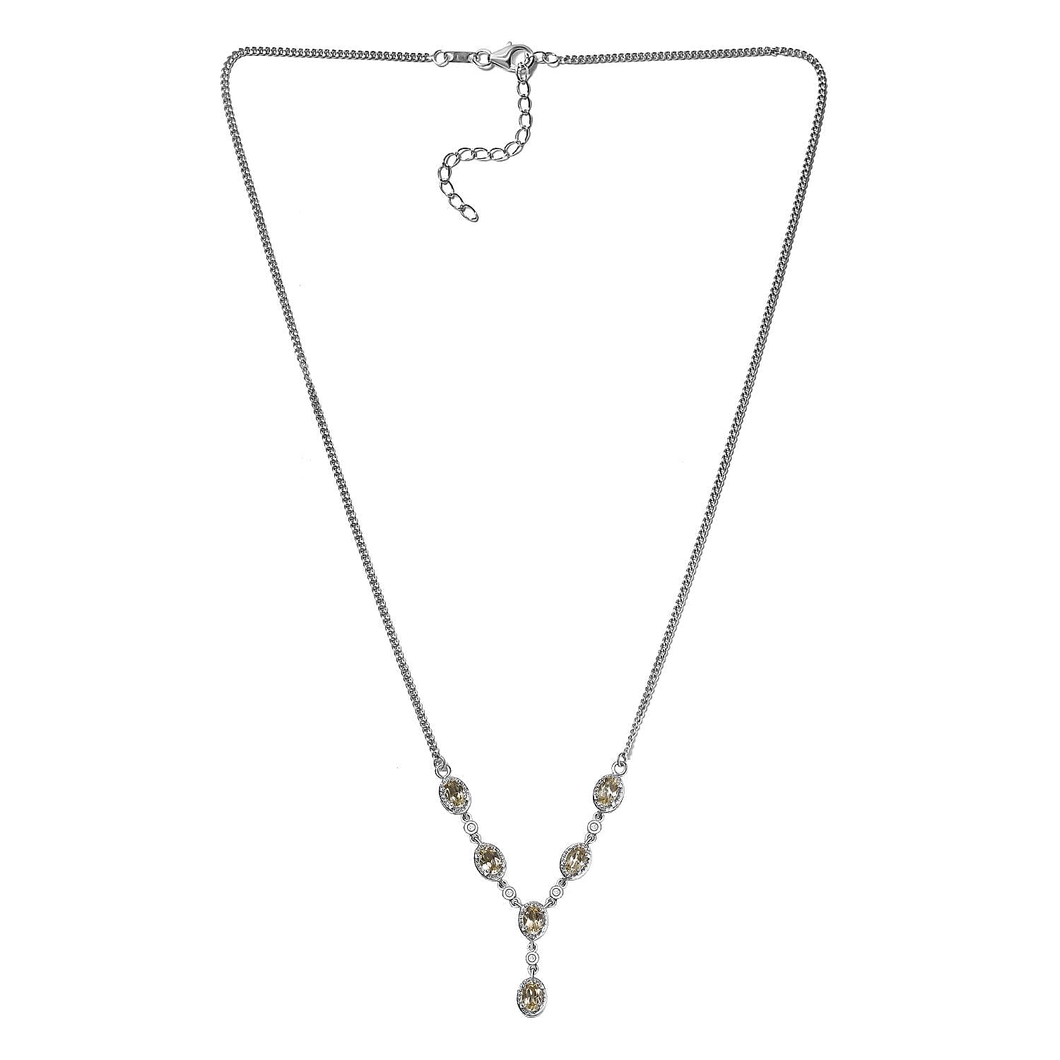 Turkizite & Diamond Necklace (Size 18-2 Inch Ext.) in Platinum Overlay Sterling Silver 2.86 Ct, Silver Wt. 6.19 Gms