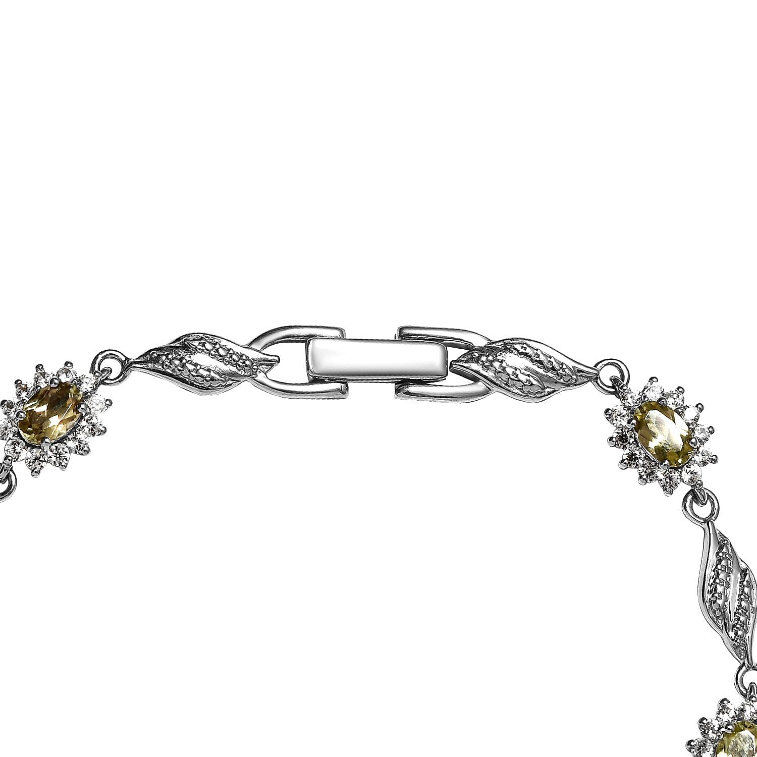Turkizite and Natural Zircon Bracelet (Size - 7.5) in Platinum Overlay Sterling Silver 4.80 Ct, Silver Wt. 9.42 Gms