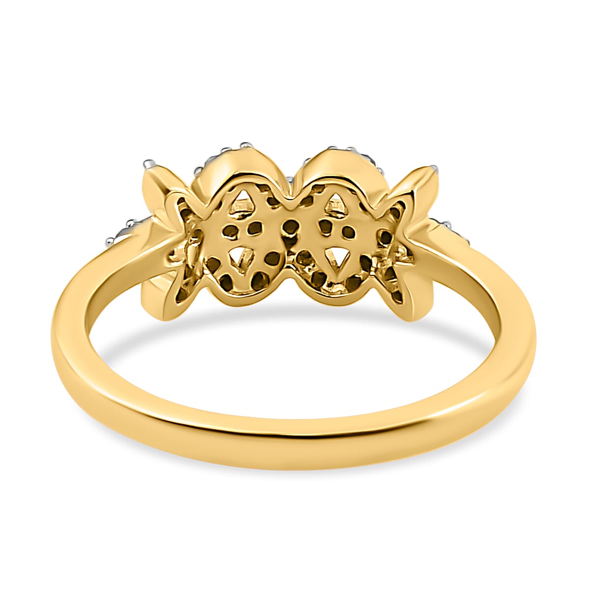 Diamond Floral Ring in 18K Vermeil Gold Plated Sterling Silver