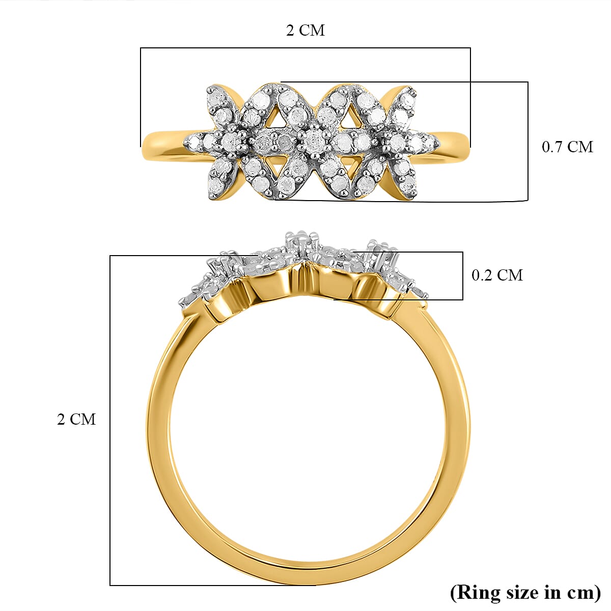 Diamond Floral Ring in 18K Vermeil Gold Plated Sterling Silver
