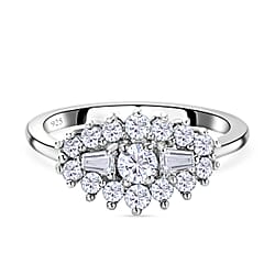 0.77 Ct Moissanite Boat Ring in Sterling Silver